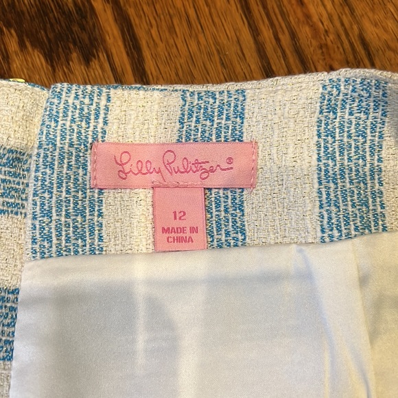 Lilly Pulitzer Hyacinth Boucle Blue and White Striped Pencil Skirt NWT Size 12 - Picture 5 of 8